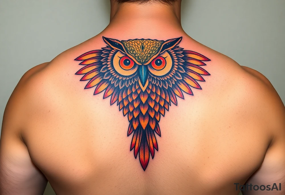 Honey comb owl tattoo idea