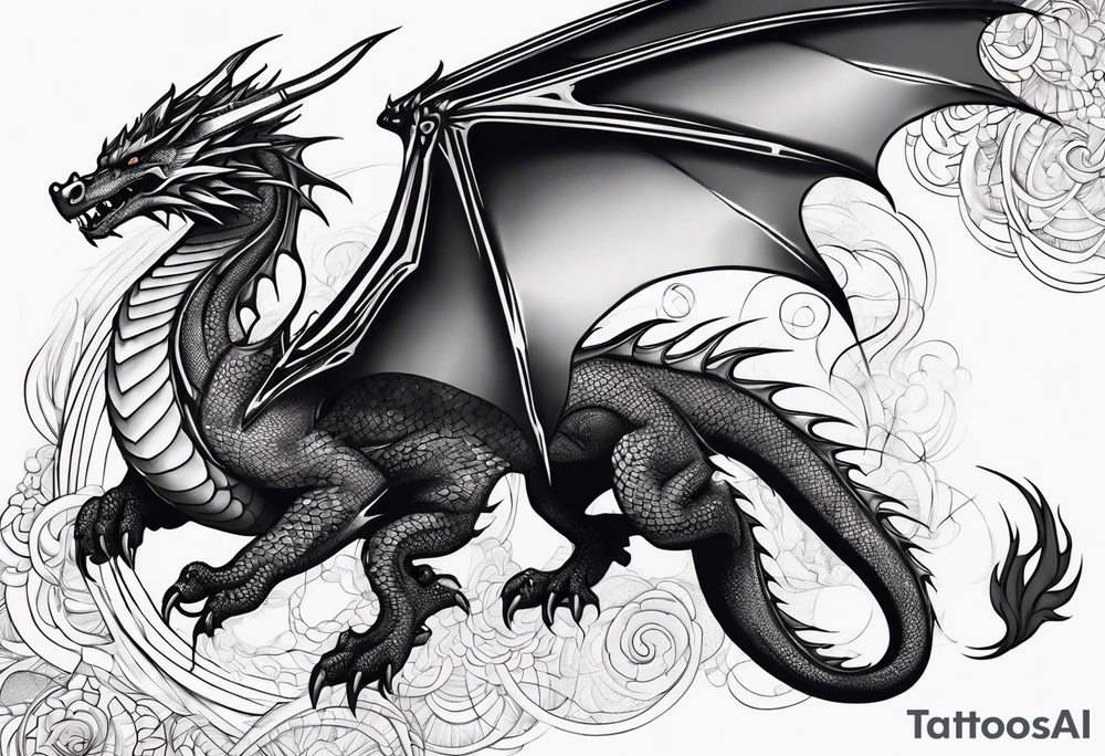 Dragon flying tattoo idea