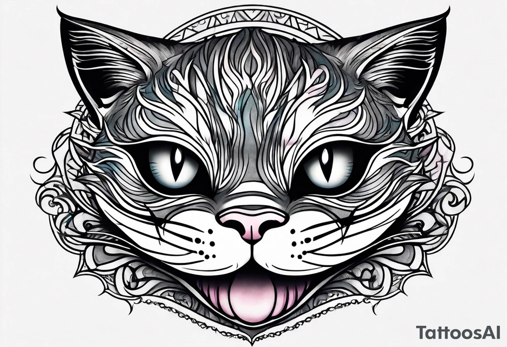 small Cheshire Cat full body tattoo idea