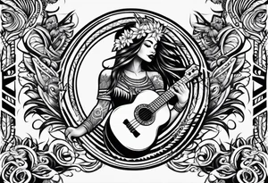 vahine who dance with ukulele tattoo idea