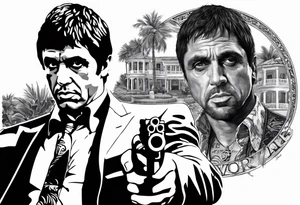 Scarface movie the statue from his house with the worl is yours tattoo idea