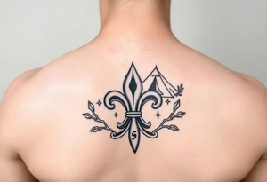 Scouting, camping, nature, fleur de lis, necker, tent, mountain, compass

Black and white or watercolor tattoo idea