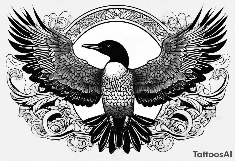 Loon wings spread tattoo idea