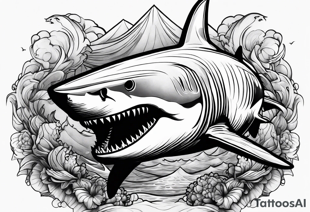 shark attack tattoo idea