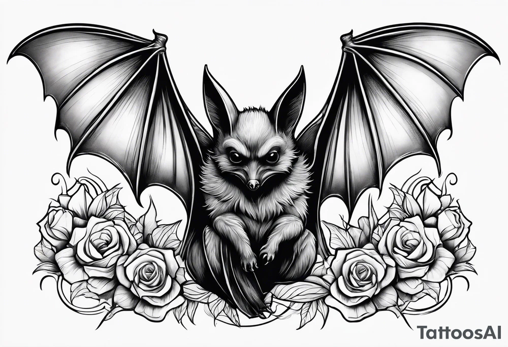 bat hugging another bat tattoo idea