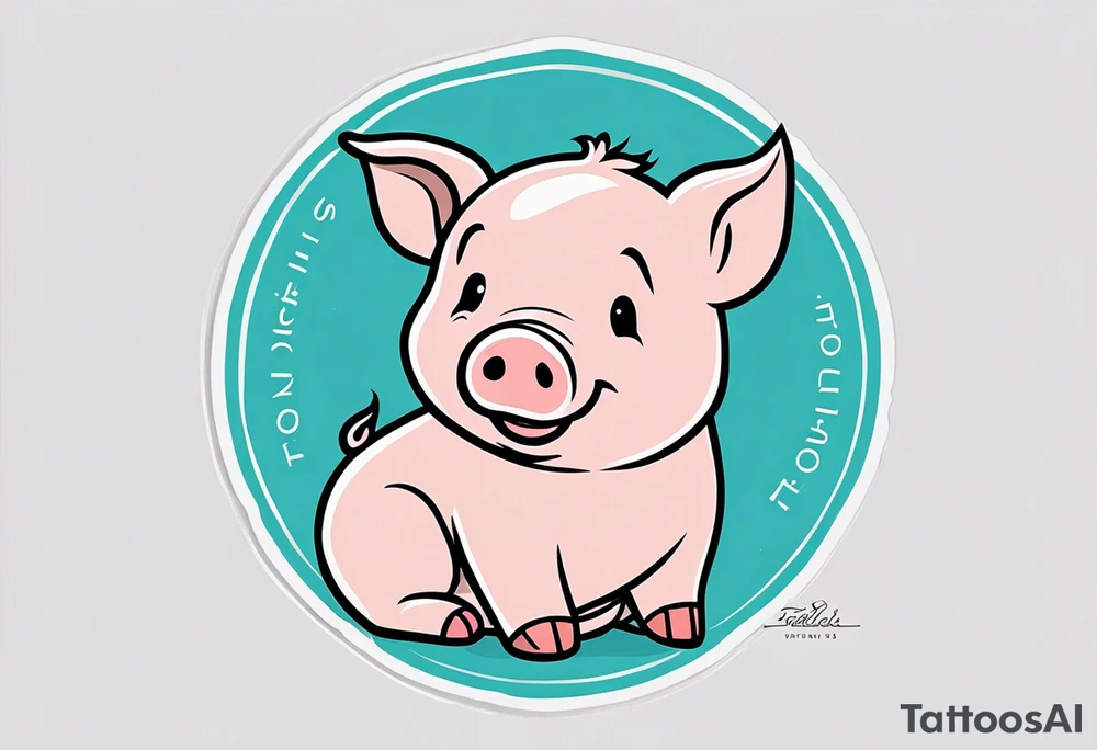 cute piglet with text 'friends not food' tattoo idea