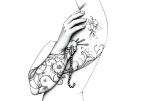 Woman praying with rosary tattoo tattoo idea
