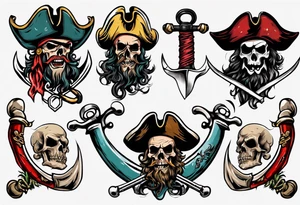 A pirate cutlass in American traditional style for a forearm tattoo idea