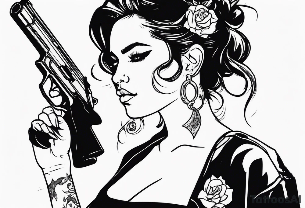 capricorn girl with gun tattoo idea