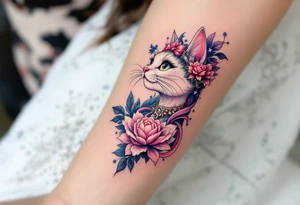 Show off your love for The Aristocats with this charming tattoo of the pink-bowed cat Marie. tattoo idea
