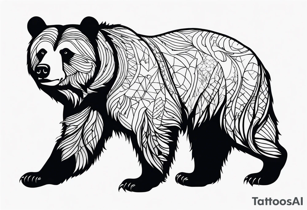 Grizzly bear full body tattoo idea