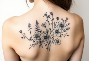 Northern woods with wild flowers tattoo idea