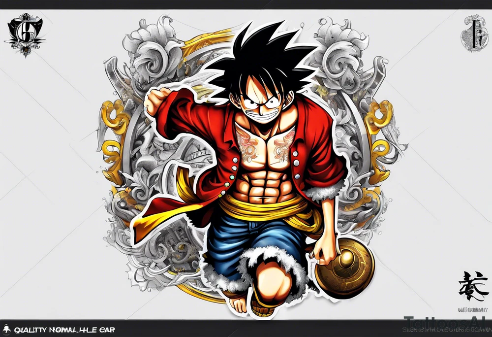 Luffy half normal half gear 5 tattoo idea