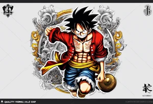 Luffy half normal half gear 5 tattoo idea