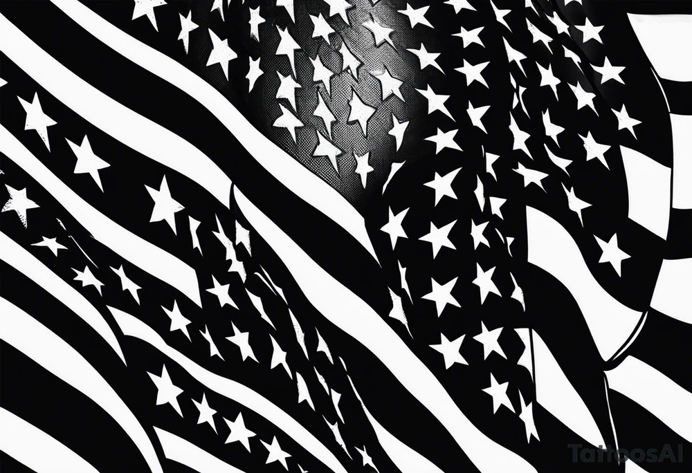 American flag black and grey tattoo idea