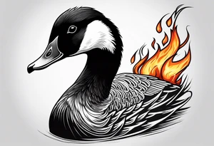 canadian goose with flames tattoo idea