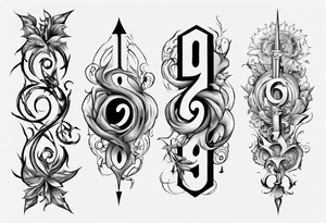 number 9 right side up and upside down connected tattoo black and grey on inside forearm 9:16 aspect ratio tattoo idea