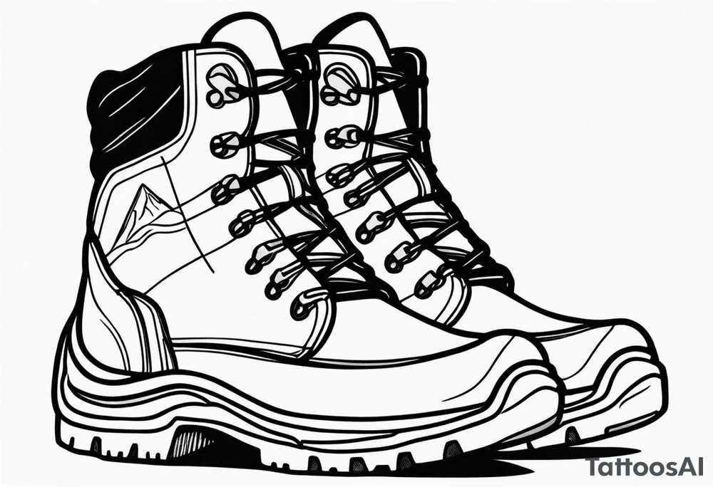 Hiking boots with mountains tattoo idea