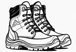 Hiking boots with mountains tattoo idea