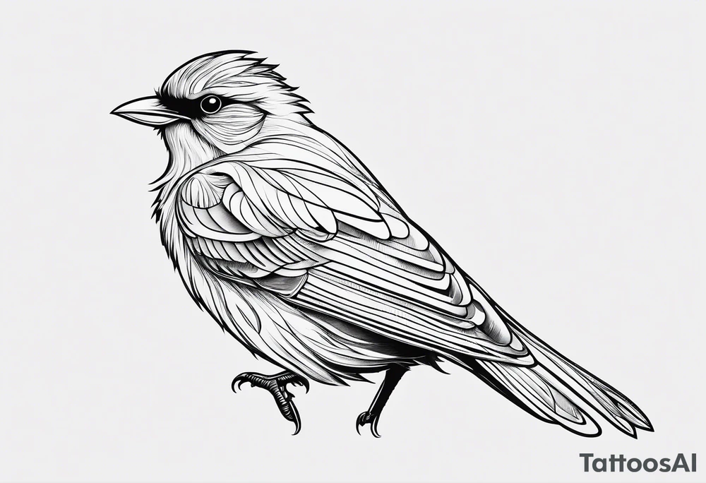 Black and white bird outline tattoo idea