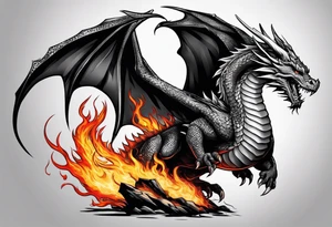 A dragon burning in flames tattoo idea