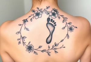 Charles 
Baby footprint 
1-14-23 
Surrounded by floral vines tattoo idea
