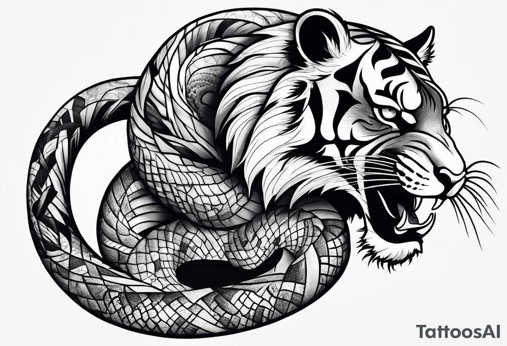 Rat behind Tiger and Snake tattoo idea