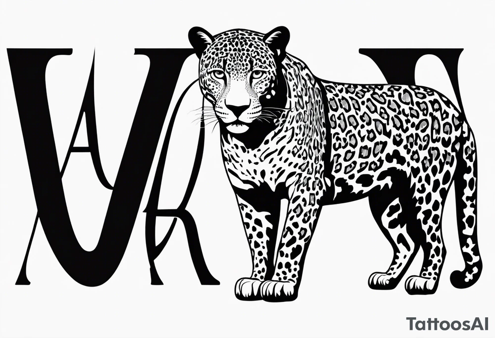 a jaguar like silhouette and a letters AAA for a neice tattoo idea