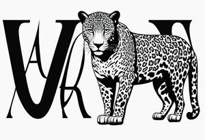 a jaguar like silhouette and a letters AAA for a neice tattoo idea