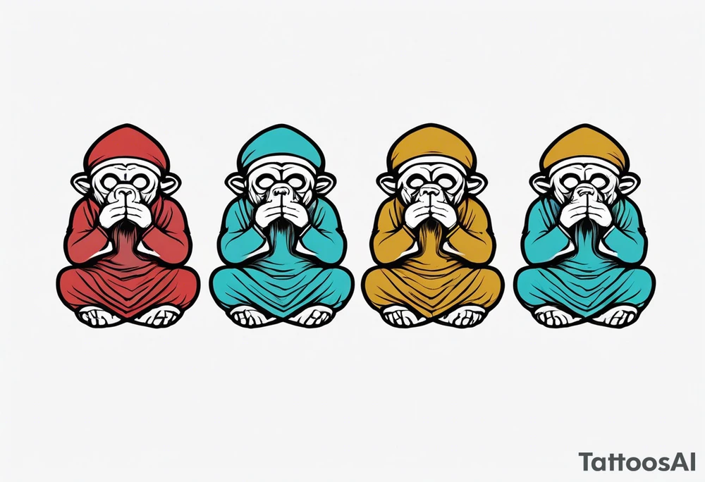 3 wise monekys+hear no evil see no evil tell no evil+vertical tattoo idea
