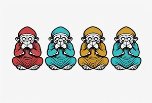 3 wise monekys+hear no evil see no evil tell no evil+vertical tattoo idea