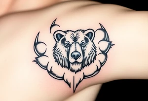 Bears paw with bear face in the middle tattoo idea