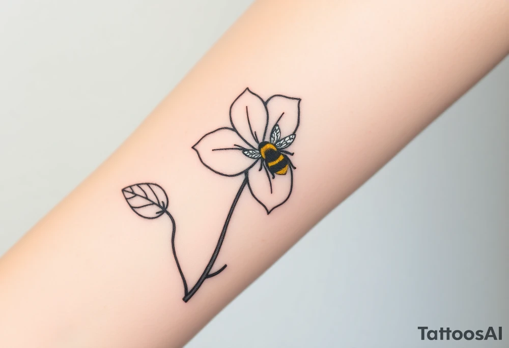 Trillium with a bumble bee hovering near it tattoo idea