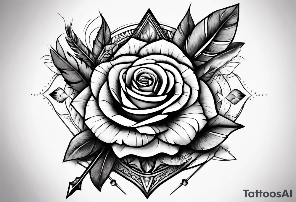 five Indian arrows going through a single rose on a forearm tattoo idea
