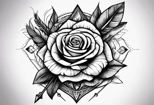 five Indian arrows going through a single rose on a forearm tattoo idea