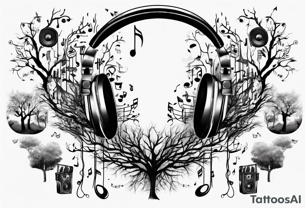 music speaker note tree headphones tattoo idea