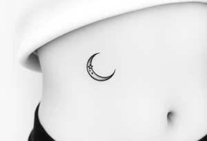 Very small crescent moon with stars. Shade the crescent moon. Make it more small tattoo idea