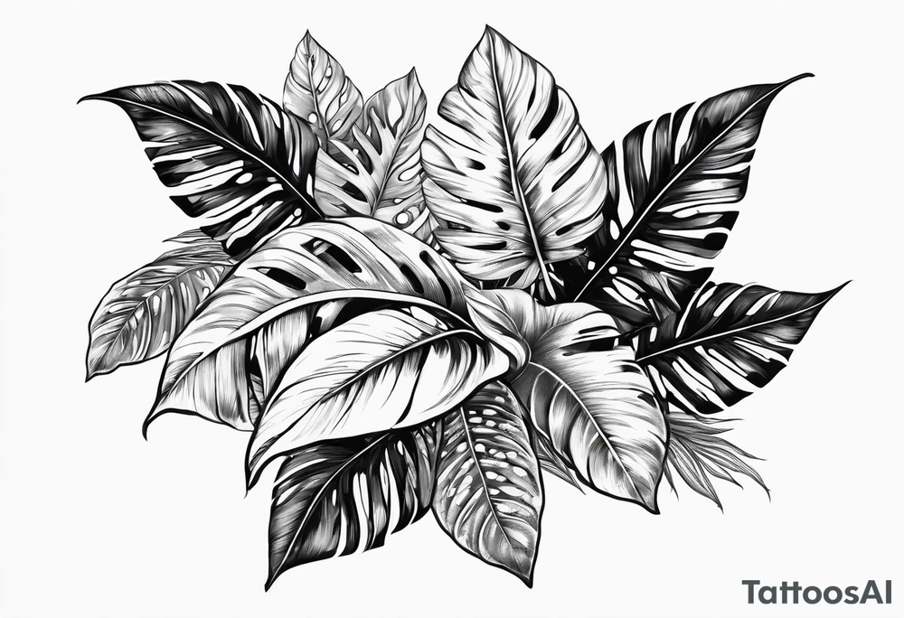 Tropical leaves tattoo idea