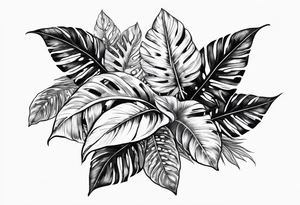 Tropical leaves tattoo idea