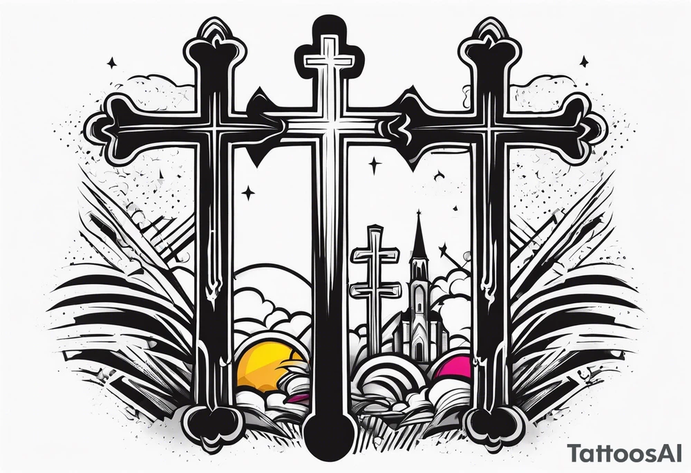 3 crosses together tattoo idea