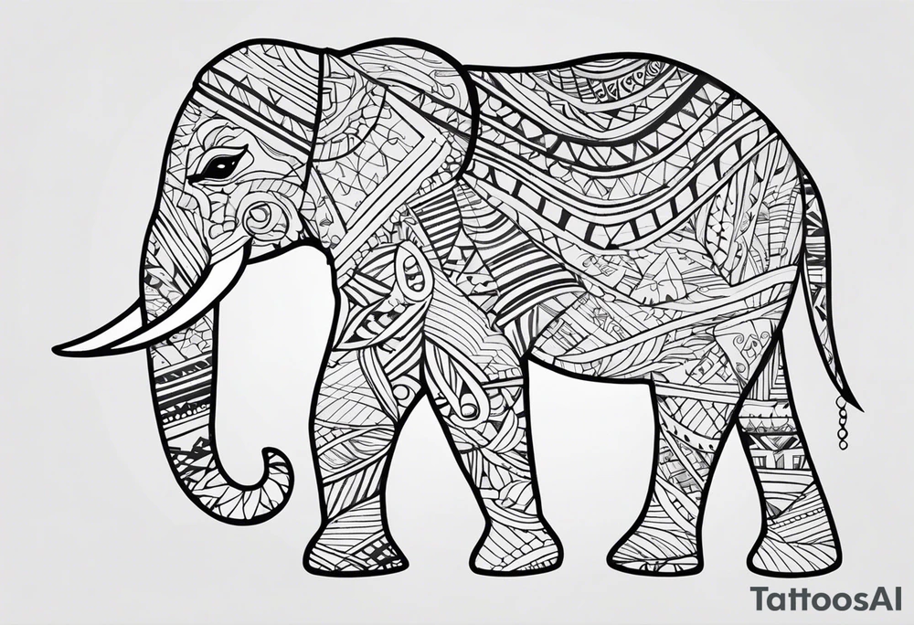 Tribal elephant with pattern tattoo idea