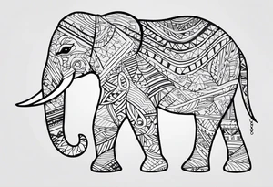 Tribal elephant with pattern tattoo idea