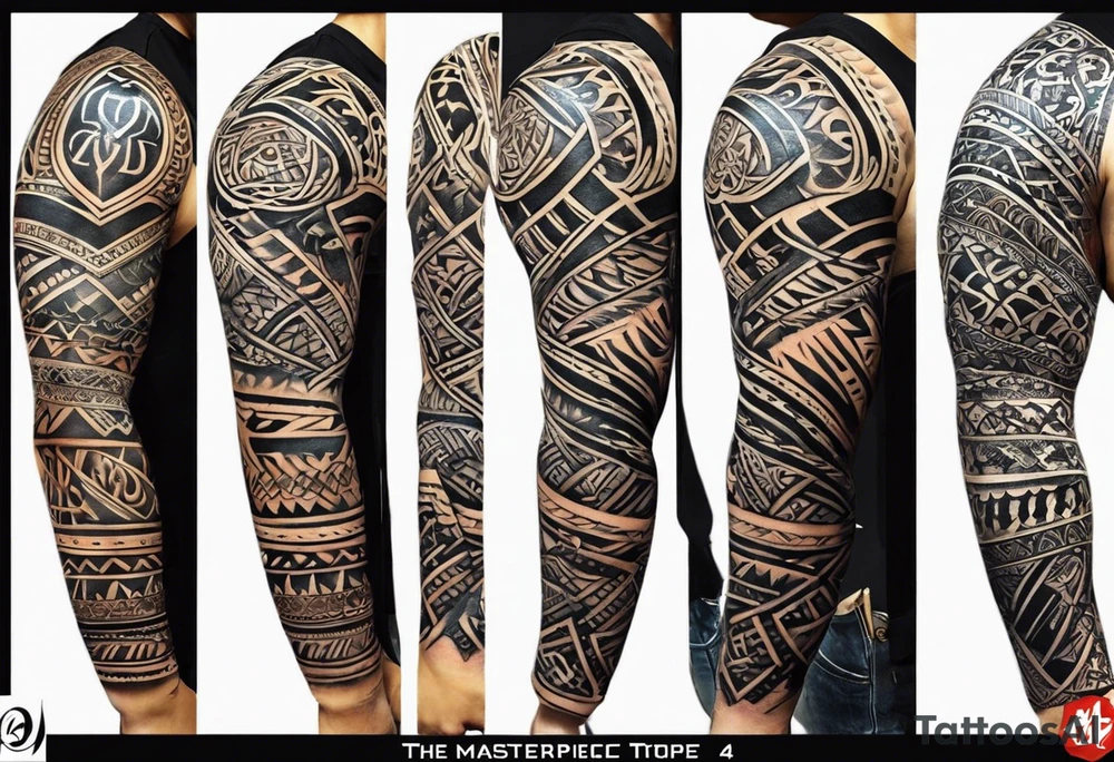 Riandi(04/01/2024) ,Lee-Mari(08/03/2025) , R&A(21/10/2022) include these names with the dates 
Tribal full sleeve tattoo idea