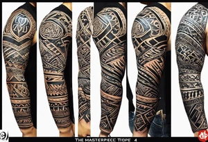 Riandi(04/01/2024) ,Lee-Mari(08/03/2025) , R&A(21/10/2022) include these names with the dates 
Tribal full sleeve tattoo idea