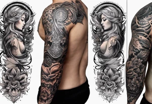 Need to make a cover up for a half sleeve for a male.  Want it to represent perseverance, strength, God, and faith tattoo idea