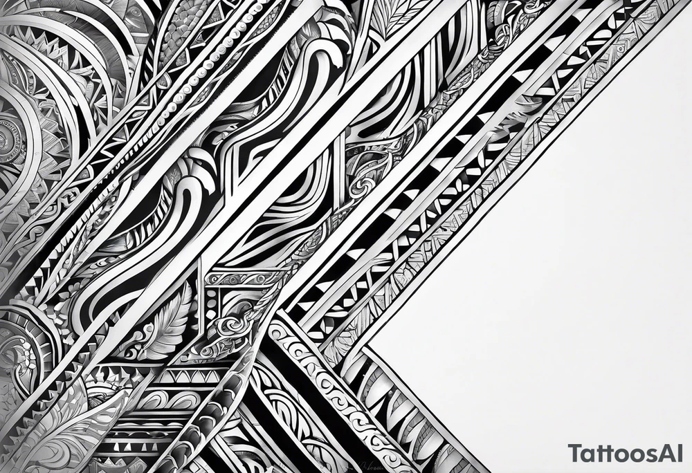 mixed maori whole arm tattoo idea