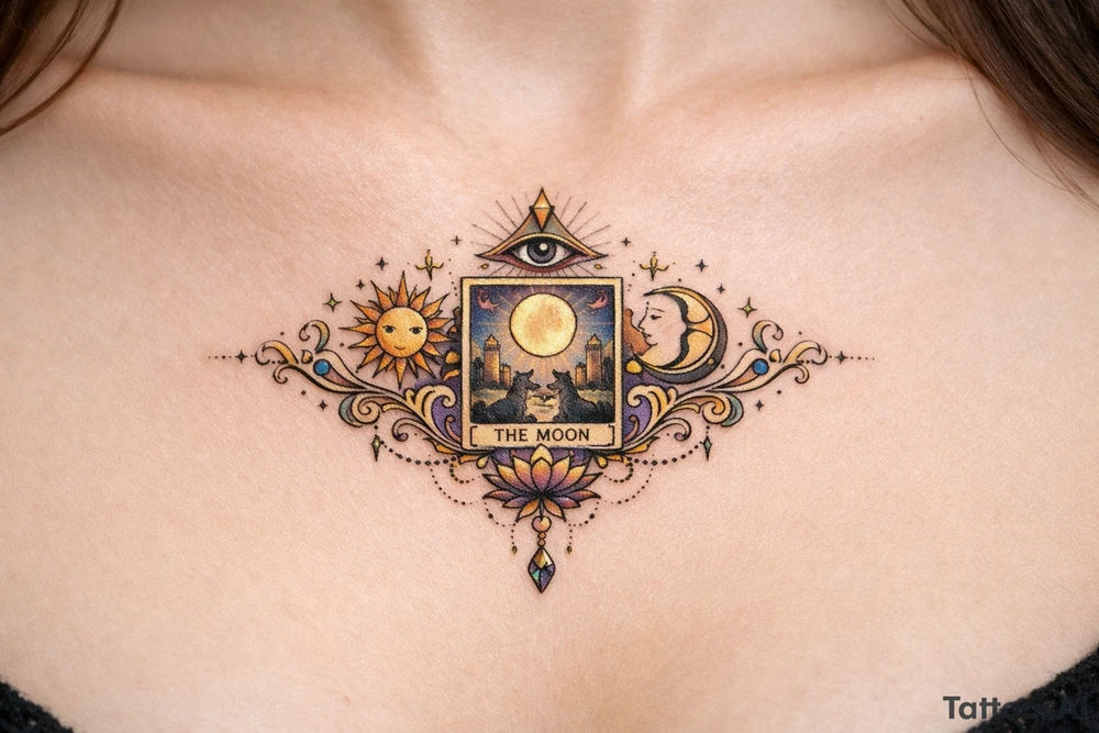 Esotericism and Mysticism under  breast tattoo tarot tattoo idea