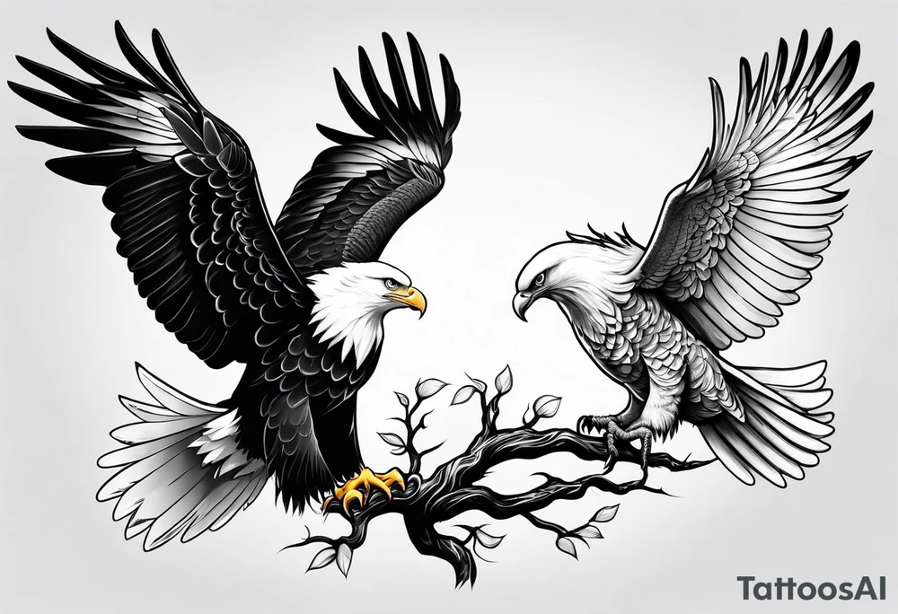 Eagle and a White Dove side by side tattoo idea