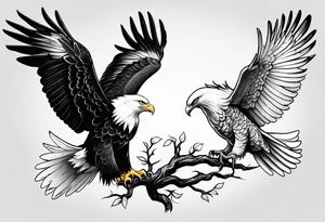 Eagle and a White Dove side by side tattoo idea