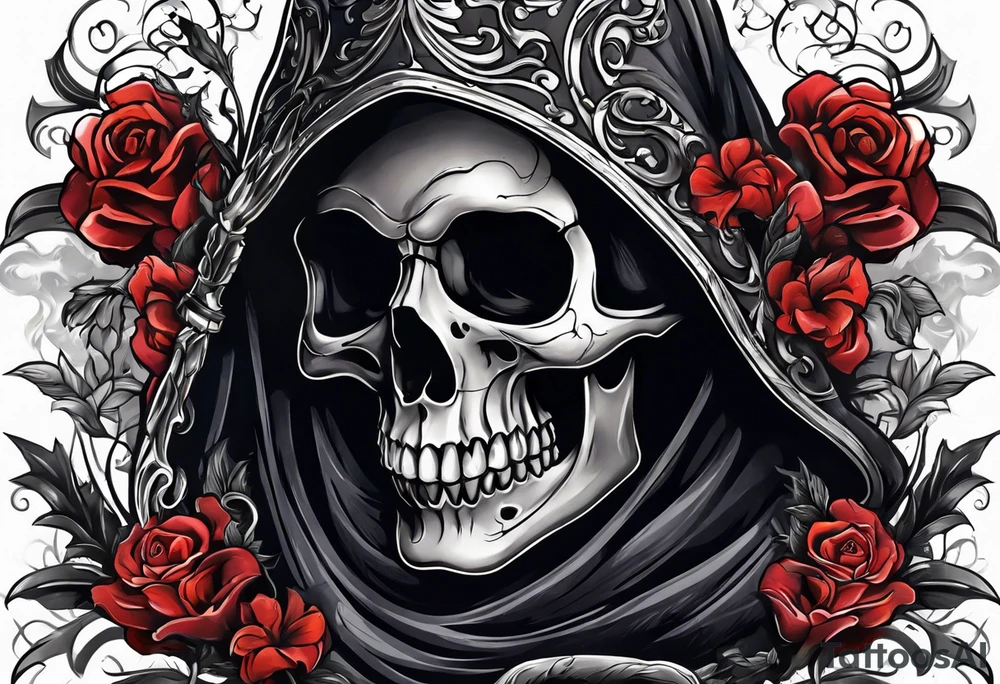 Skull with smoked grim reaper Real 1 tattoo idea